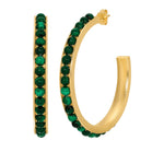 Gold Malachite Hoop Earrings