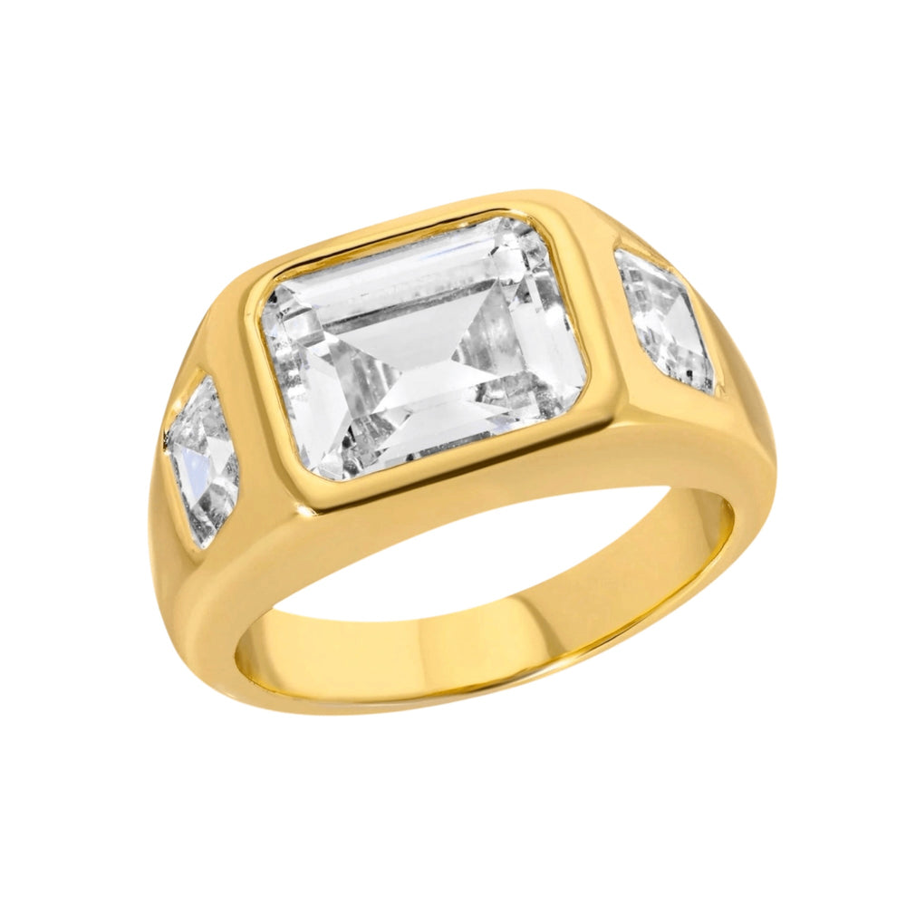 Gold Cubic Zirconia Statement Ring