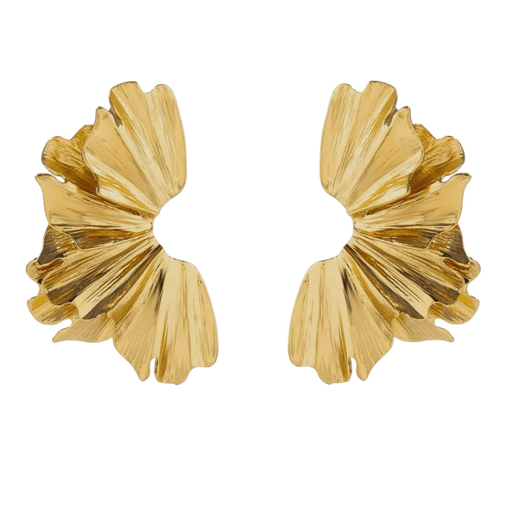 Gold Fan Statement Earrings