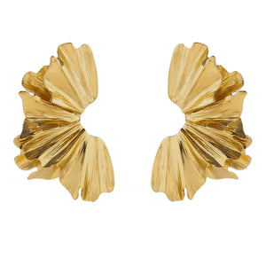 Gold Fan Statement Earrings