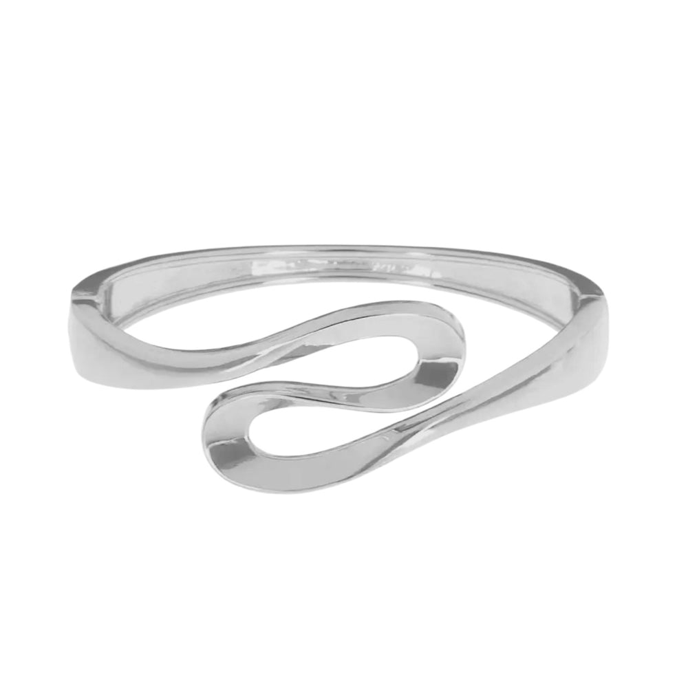 Silver Wave Hinge Closure Bracelet - Sage Accessories