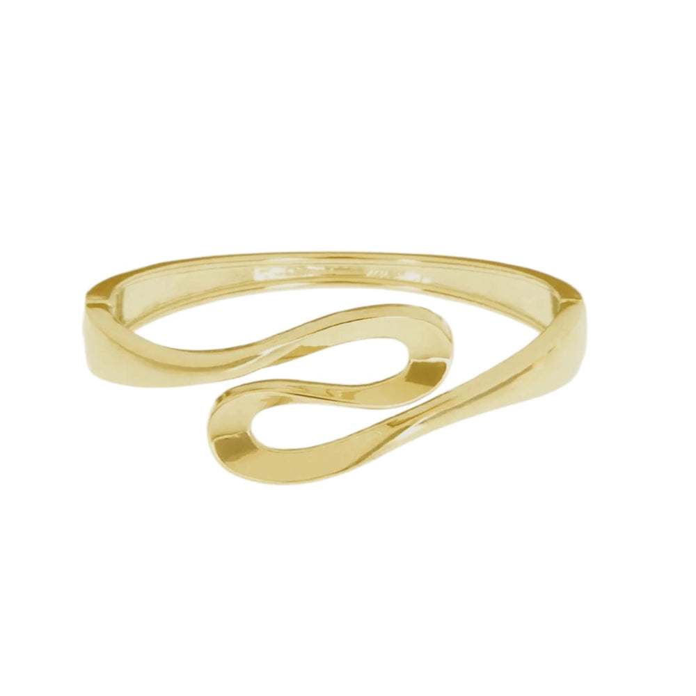 Gold Wave Hinge Closure Bracelet - Sage Accessories