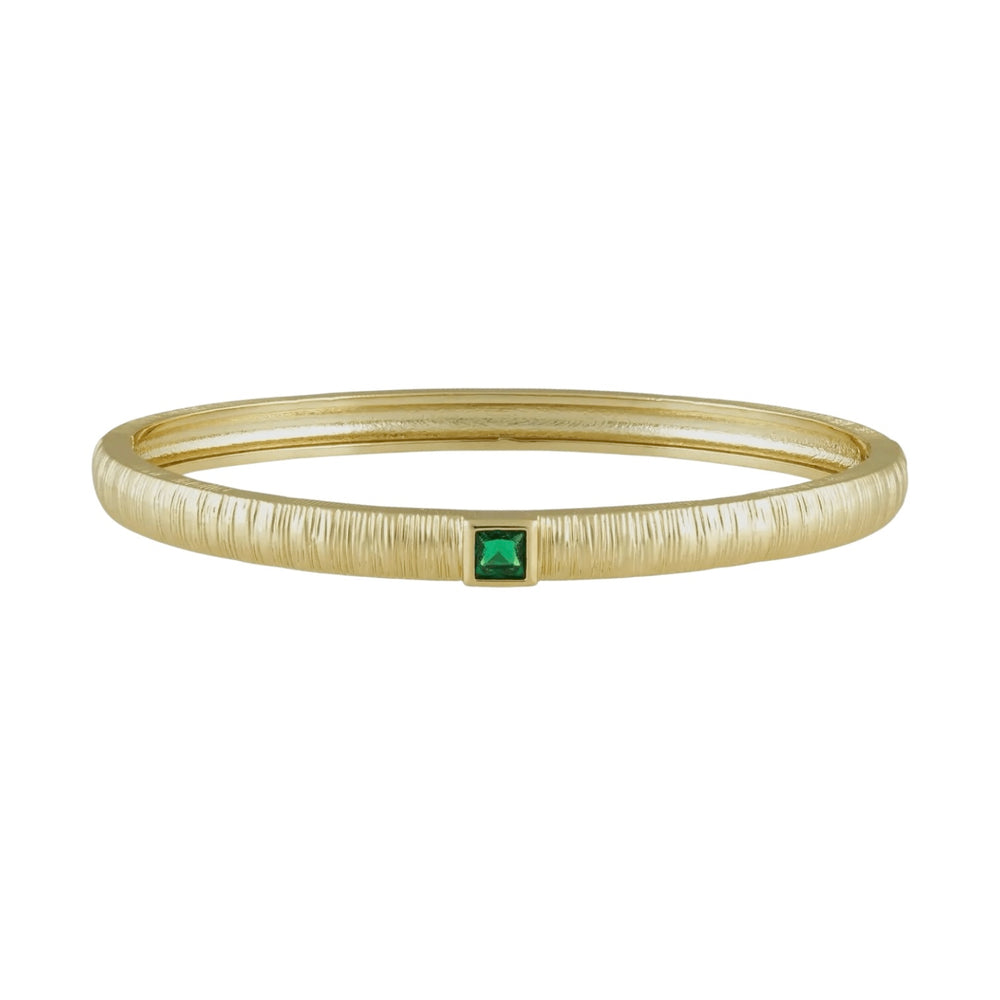 Gold Emerald Green Cubic Zirconia Bangle Bracelet - Sage Accessories