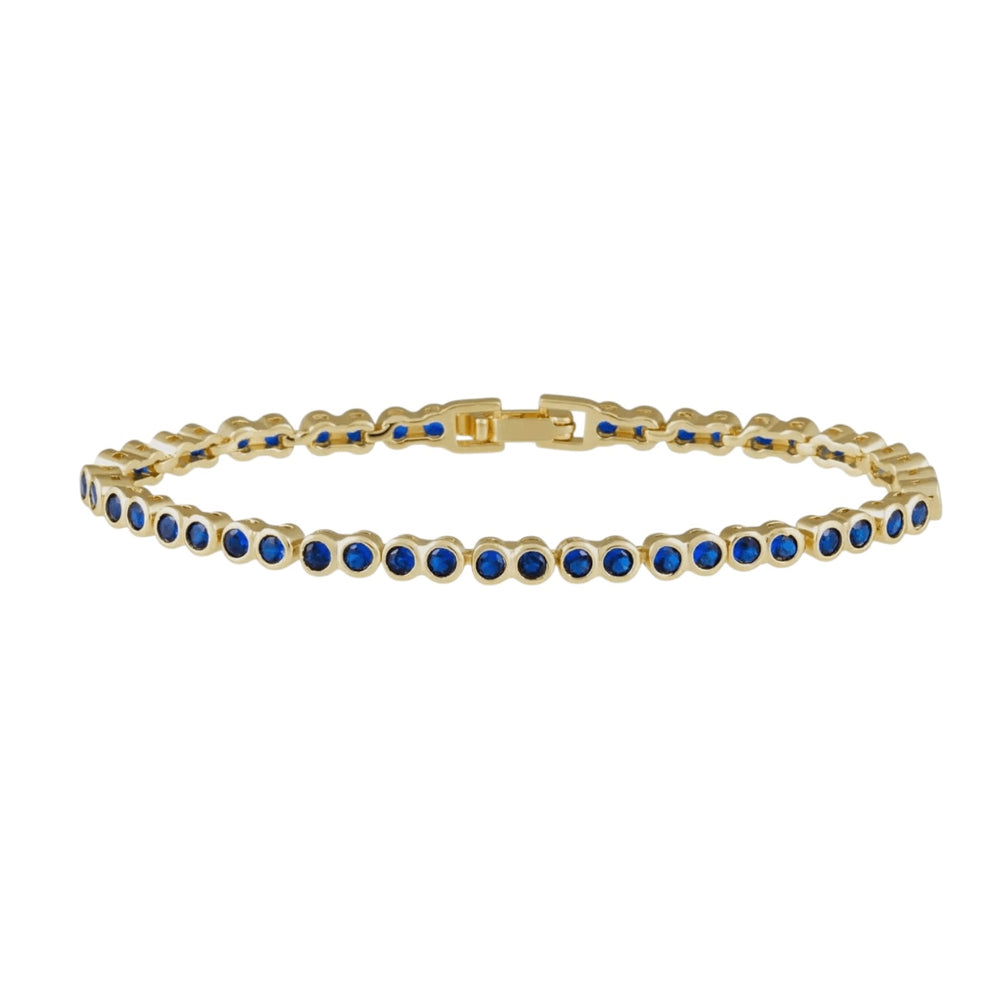Gold Waterproof Sapphire Bezel Tennis Bracelet - Sage Accessories