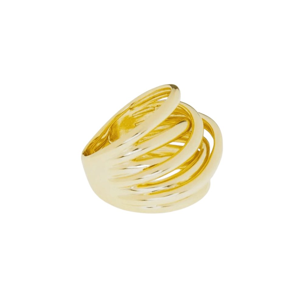 Gold Cross Over Statement Ring - Sage Accessories