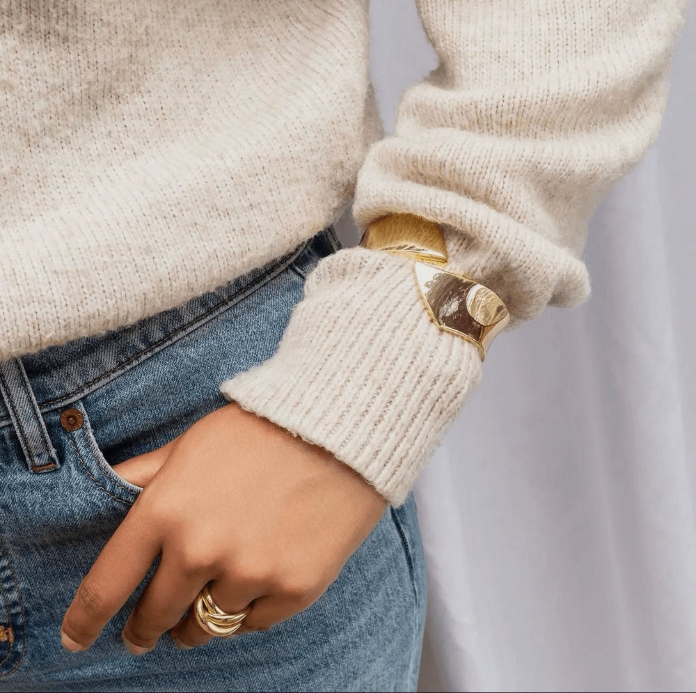 Gold Overlap Cuff Bracelet - Sage Accessories