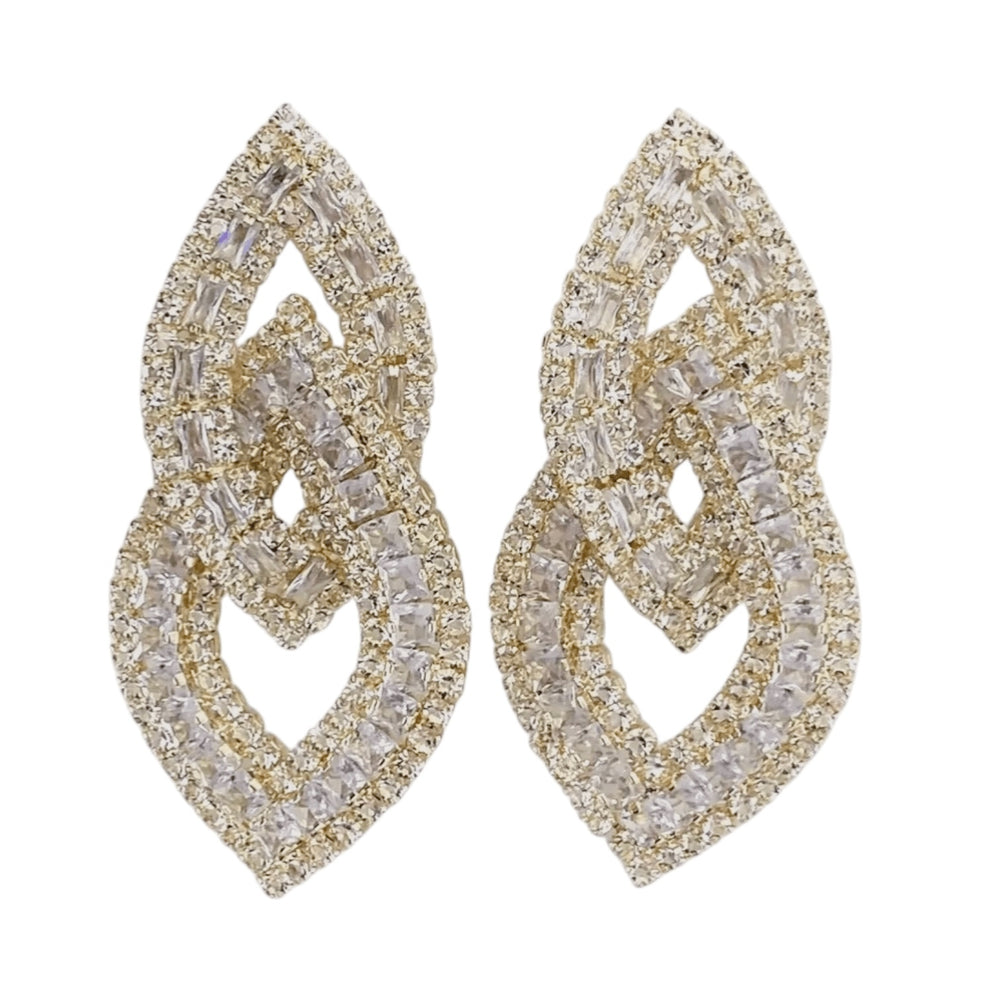 Gold Dangle Earrings - Cubic Zirconia