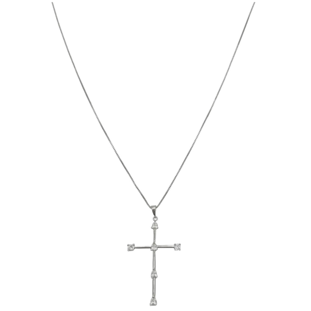 Silver Cross CZ Pendant Necklace - Sage Accessories