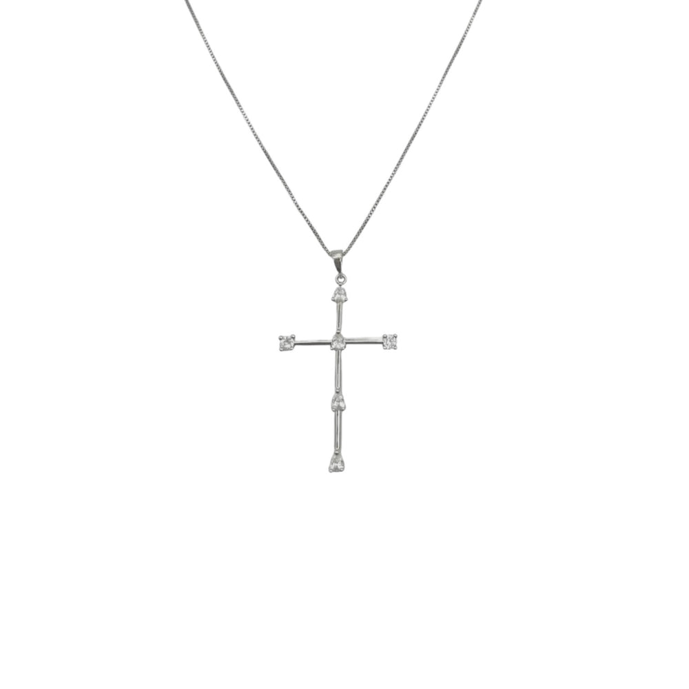 Silver Cross CZ Pendant Necklace - Sage Accessories
