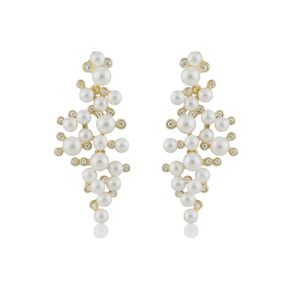 Gold & Pearl Water-Resistant Statement Earrings - Sage Accessories