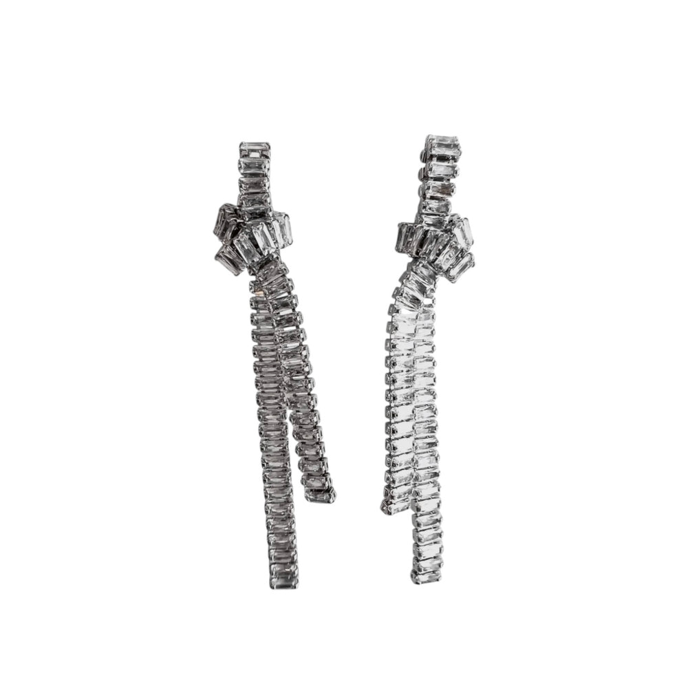 Silver Cubic Zirconia Dangle Earrings - Sage Accessories