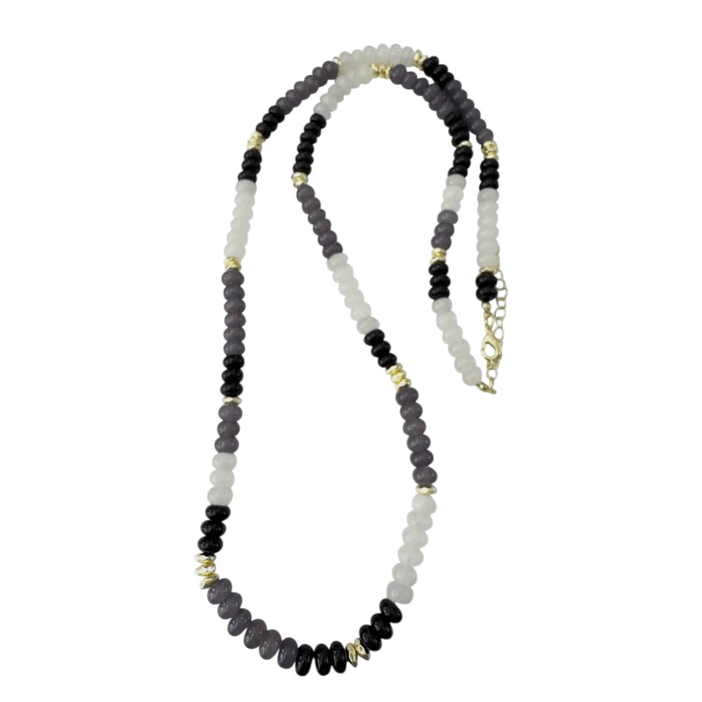 Extra Long Black Gemstone Beaded Necklace - Sage Accessories