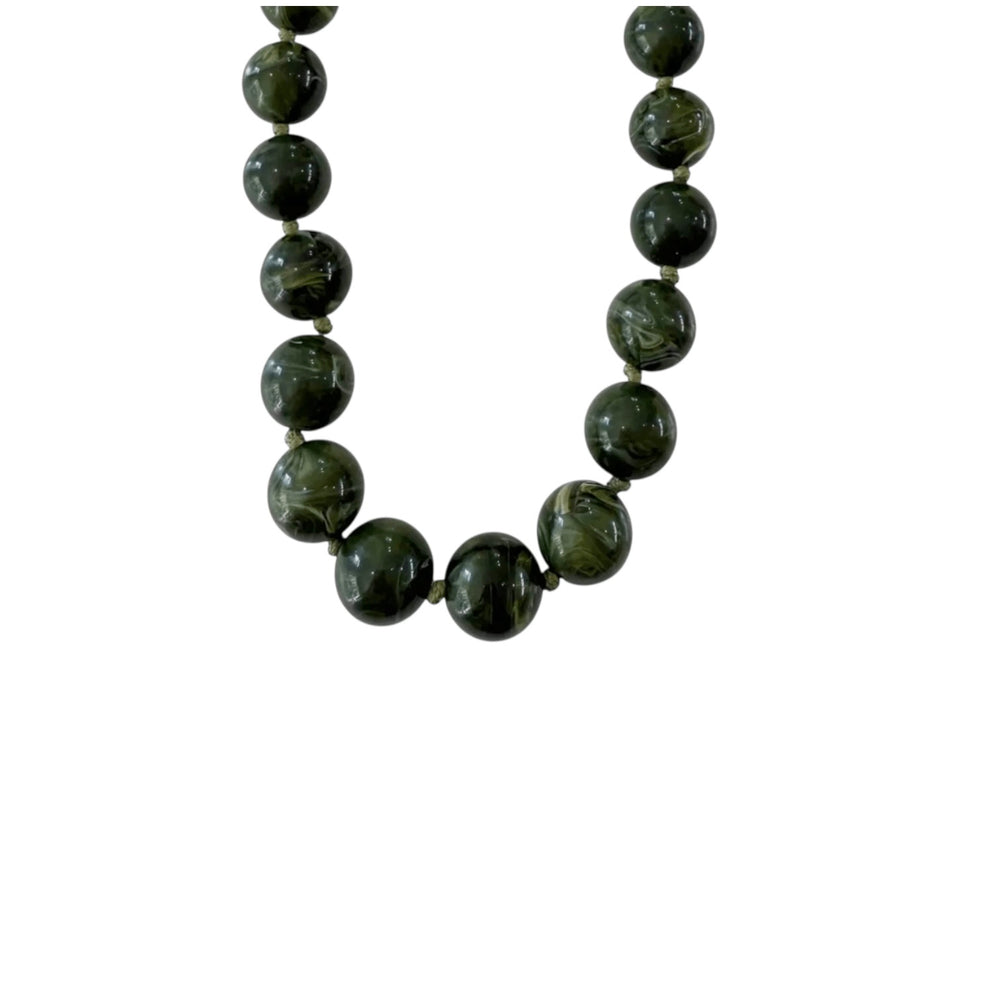 Green Marbled Bead Layering Necklace - Sage Accessories