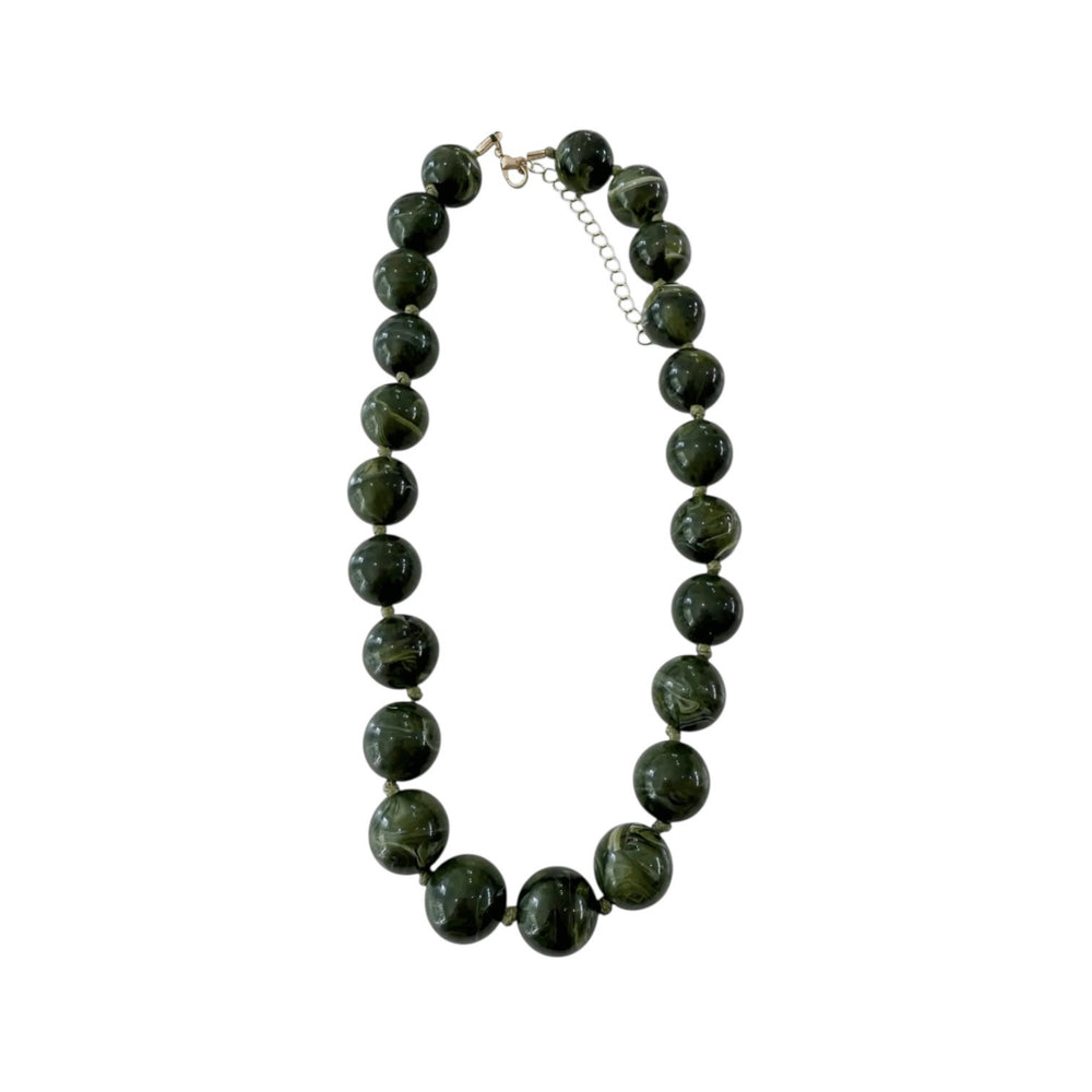 Green Marbled Bead Layering Necklace - Sage Accessories