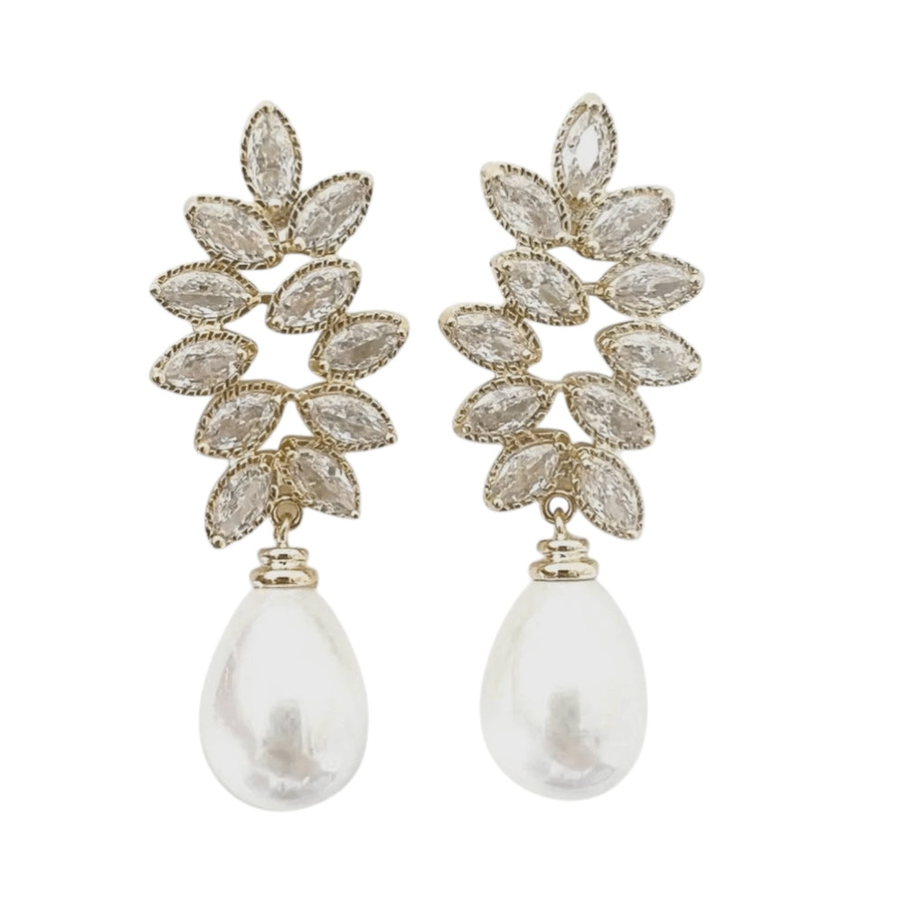 Gold Pearl Drop Earrings - 18K Gold Plated - Sage Accessories