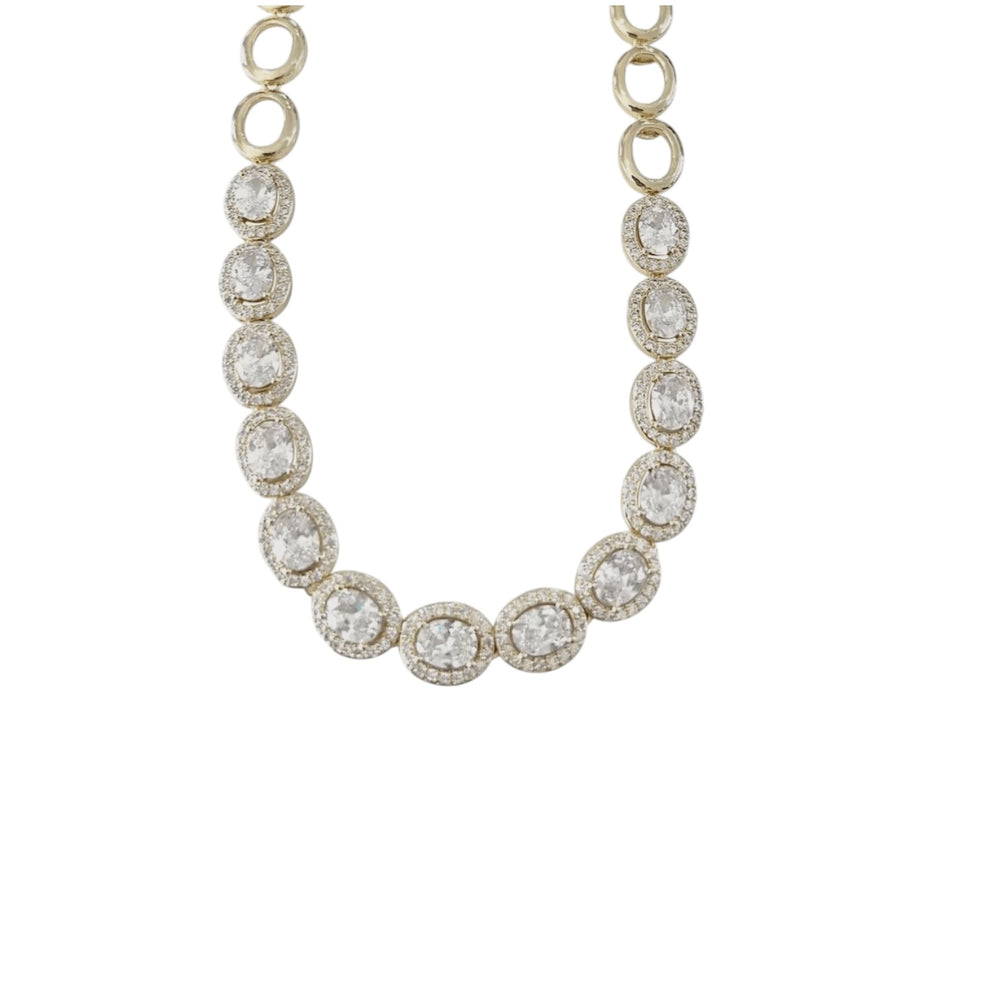 18K Gold Plated Cubic Zirconia Statement Necklace - Sage Accessories