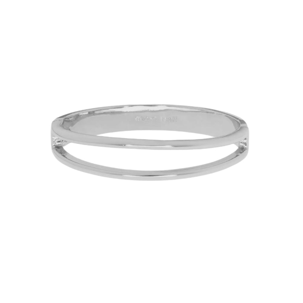 Double Bar Silver Bangle Bracelet - Sage Accessories
